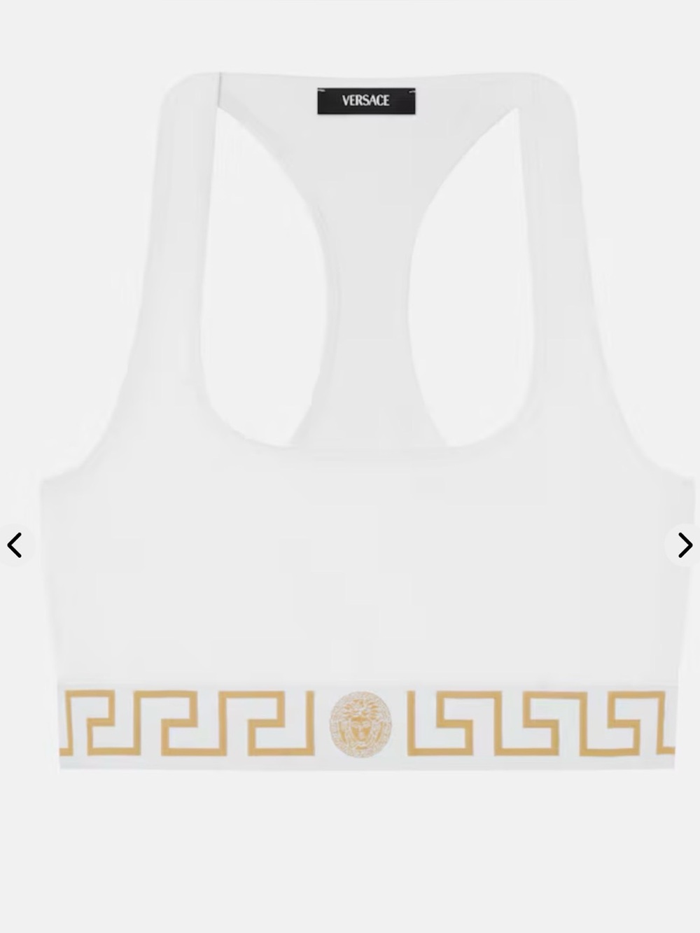 Versace White Tank Top with Black Logo and Gold Trim